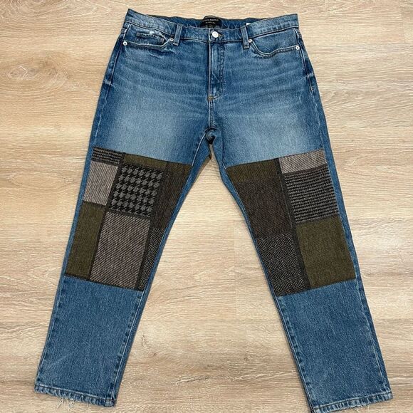 Banana Republic Beau Jeans Women's 30/10 P Denim‎ Knee Patches Straight Stretch - Picture 2 of 8